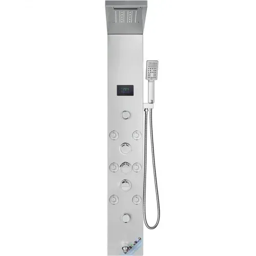 VEVOR Duschpaneelsystem, 6 Duschmodi, LED- und Bildschirm-Wasserkraft-Duschpaneelturm, Regenfall, Wasserfall, 8 Massagedüsen, Wannenauslauf, Handbrause, Wandduschset aus Edelstahl – Bild 9