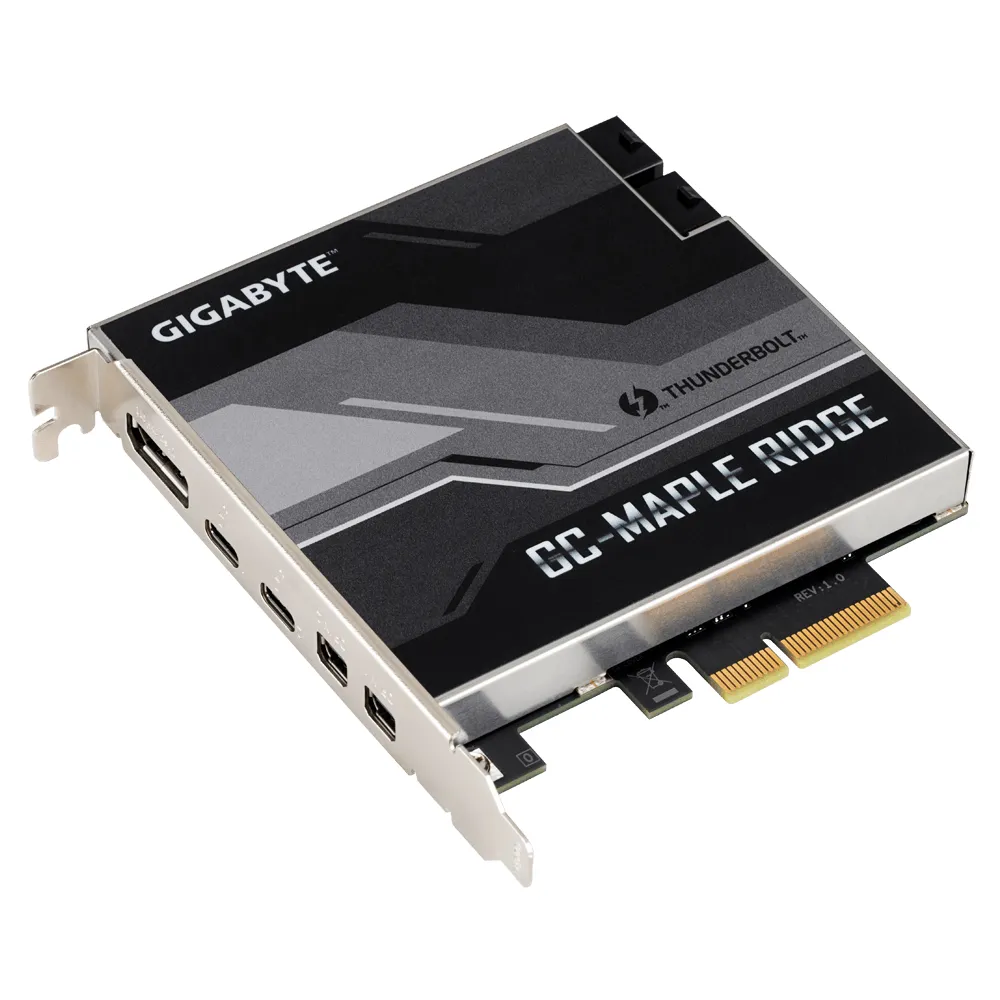 GIGABYTE GC-MAPLE RIDGE Schnittstellenkarte/Adapter Eingebaut DisplayPort, Mini DisplayPort, Thunderbolt 4, USB 3.2 Gen 2 (3.1 Gen 2) GIGABYTE GC-MAPLE RIDGE Schnittstellenkarte/Adapter Eingebaut DisplayPort, Mini DisplayPort, Thunderbolt 4, USB 3.2 Gen 2 (3.1 Gen 2)