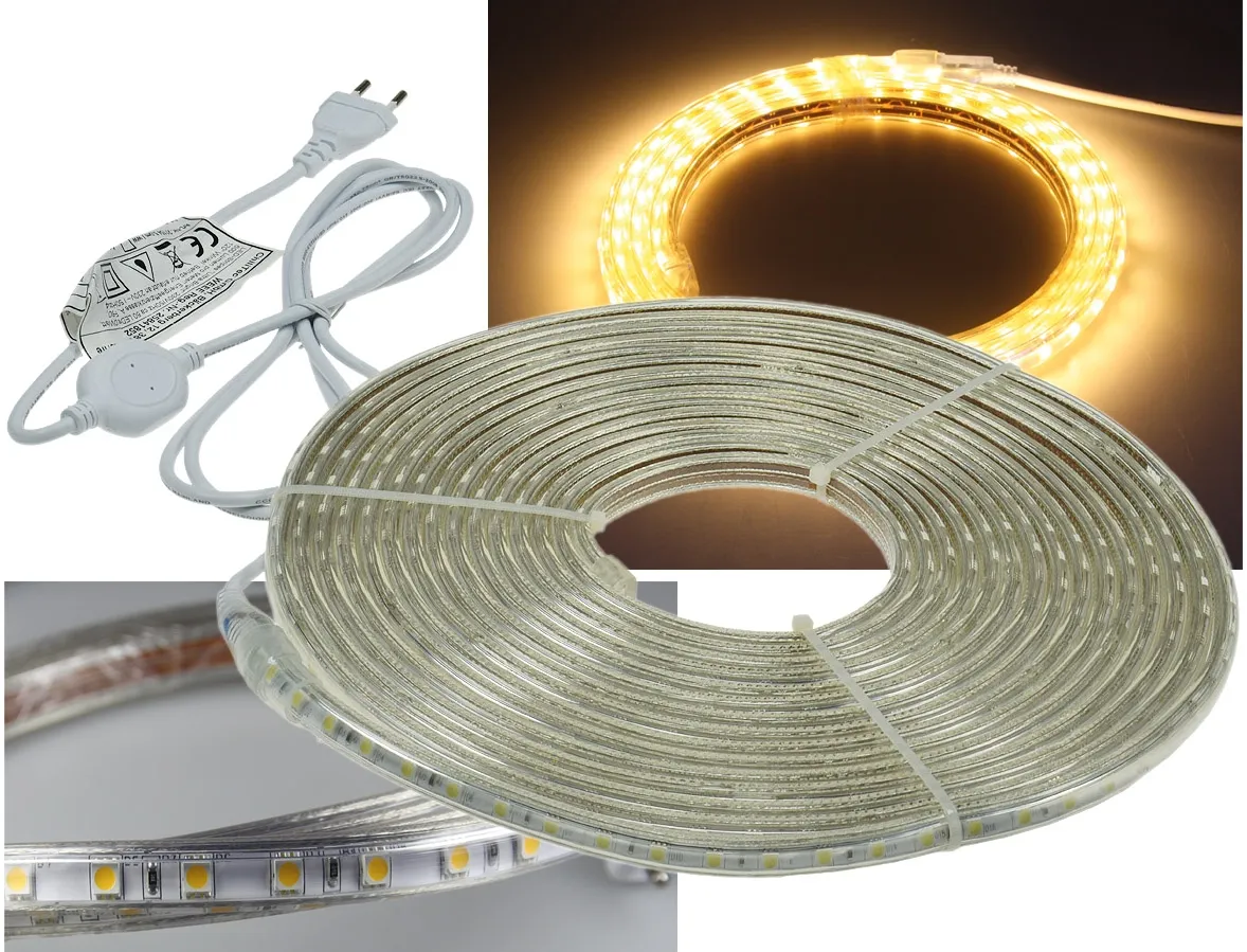 LED-Stripe „Ultra-Bright“ 230V, 10m 600 Lumen/Meter, warmweiß LED-Stripe „Ultra-Bright“ 230V, 10m 600 Lumen/Meter, warmweiß
