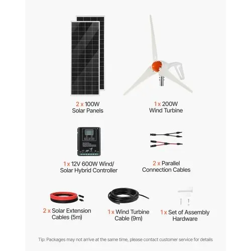 VEVOR 12V 400W Solar-Wind-Hybrid-Set, Inkl. 2 Stk. 100W Mono-Solarpanele 200W Windturbine mit MPPT Wind/Solar Hybrid-Laderegler, Netzunabhängige Energie für Heimgebrauch Wohnmobile Boote Camper RV – Bild 6