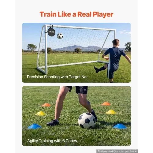 VEVOR Fußballtor 365 x 182 cm Tragbares PVC Outdoor-Soccertor mit PE-Netz, für Gärten, Parks und Schulen, Wetterfest, mit Bodenankern, Zielscheibe, 600D-Oxford-Tasche und Stabilität bei über 110 km/h – Bild 4