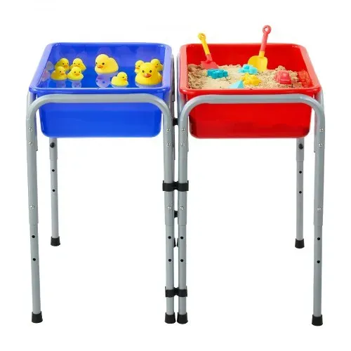 VEVOR Sensorischer Tisch, 2-Stationen-Aktivitätstisch mit Abnehmbaren Aufbewahrungsboxen & Rutschfesten Füßen, Rahmen aus Kohlenstoffstahl, Abgerundete Ecken, für Kinder im Alter von 3-6 Jahren – Bild 9