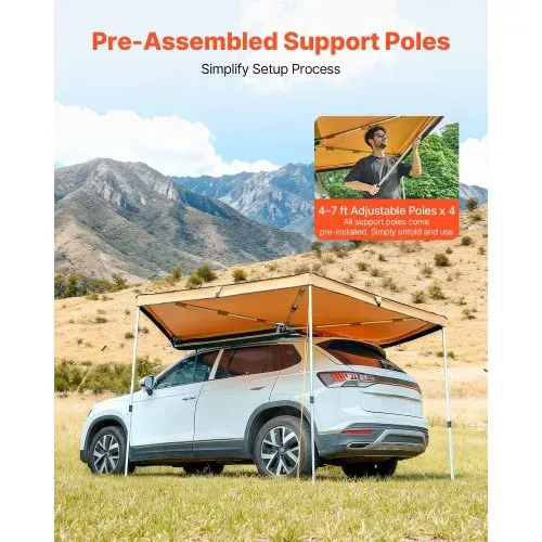 VEVOR Markise Auto, 270°-Markise, 3,19×3,07×2,10 m, Sonnensegel, wasserdicht (UV50+), inklusive Tragetasche, freistehendes Offroad-Vordach, Sonnenunterkunft für SUV, Van, LKW & Camping VEVOR Markise Auto, 270°-Markise, 3,19×3,07×2,10 m, Sonnensegel, wasserdicht (UV50+), inklusive Tragetasche, freistehendes Offroad-Vordach, Sonnenunterkunft für SUV, Van, LKW & Camping