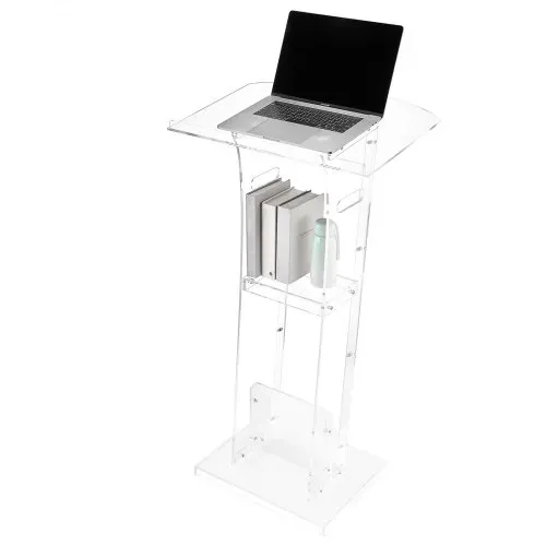 VEVOR Podiumständer Rednerpult (109 cm) aus Acryl, tragbarer Laptop-Schreibtisch mit breiter Lesefläche & Ablagefläche & Buchstopper, bodenstehend, für Klassenzimmer Hochzeiten Konferenzen – Bild 10