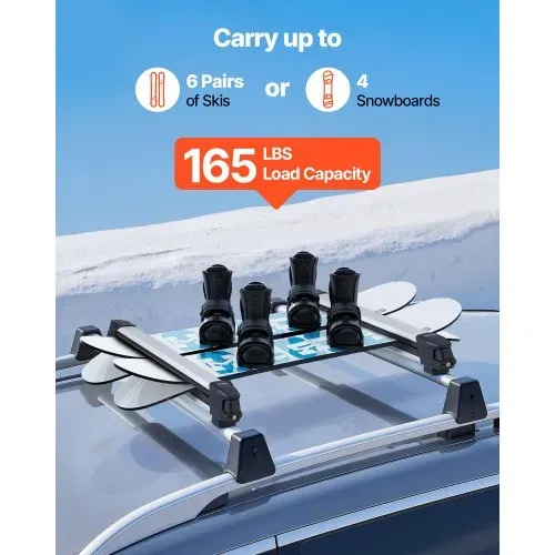 VEVOR 2 x Skiboard Snowboard Dachträger für bis zu 6 Paar Ski/4 Snowboards, abschließbarer Skidachträger mit Gummipolsterung, Skihalter Angelrutenhalter für die meisten geschlitzten Querträger VEVOR 2 x Skiboard Snowboard Dachträger für bis zu 6 Paar Ski/4 Snowboards, abschließbarer Skidachträger mit Gummipolsterung, Skihalter Angelrutenhalter für die meisten geschlitzten Querträger