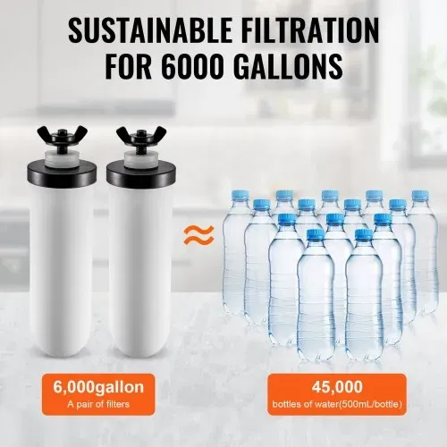 VEVOR Schwerkraft-Wasserfiltersystem Ersatz Wasserfilter-Ersatz Reinigungselemente, Keramik-Ersatzfilter, leicht austauschbarer Wasserfilter, , kompatibel mit den meisten Marken, 2 Stk. weiß – Bild 4