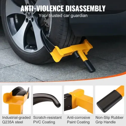 VEVOR Radkralle Parkkralle 2 Stk. Wegfahrsperre 9 Verstellbare Positionen, mit 6 Schlüsseln für Auto SUVs Geländewagen Anhänger Reifenkralle Wegfahrsperre Diebstahlsicherung Radklemme Radschloss Gelb – Bild 3