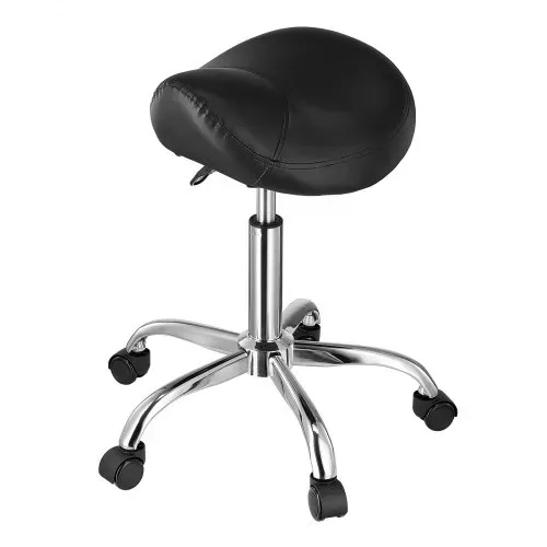 VEVOR Sattelhocker Rollhocker 204 kg belastbarer höhenverstellbarer (55-71 cm) Drehhocker Arbeitshocker, ergonomischer verdickter PU-Leder-Drehsattelstuhl für Salon Spa Massage Klinik, Schwarz – Bild 10