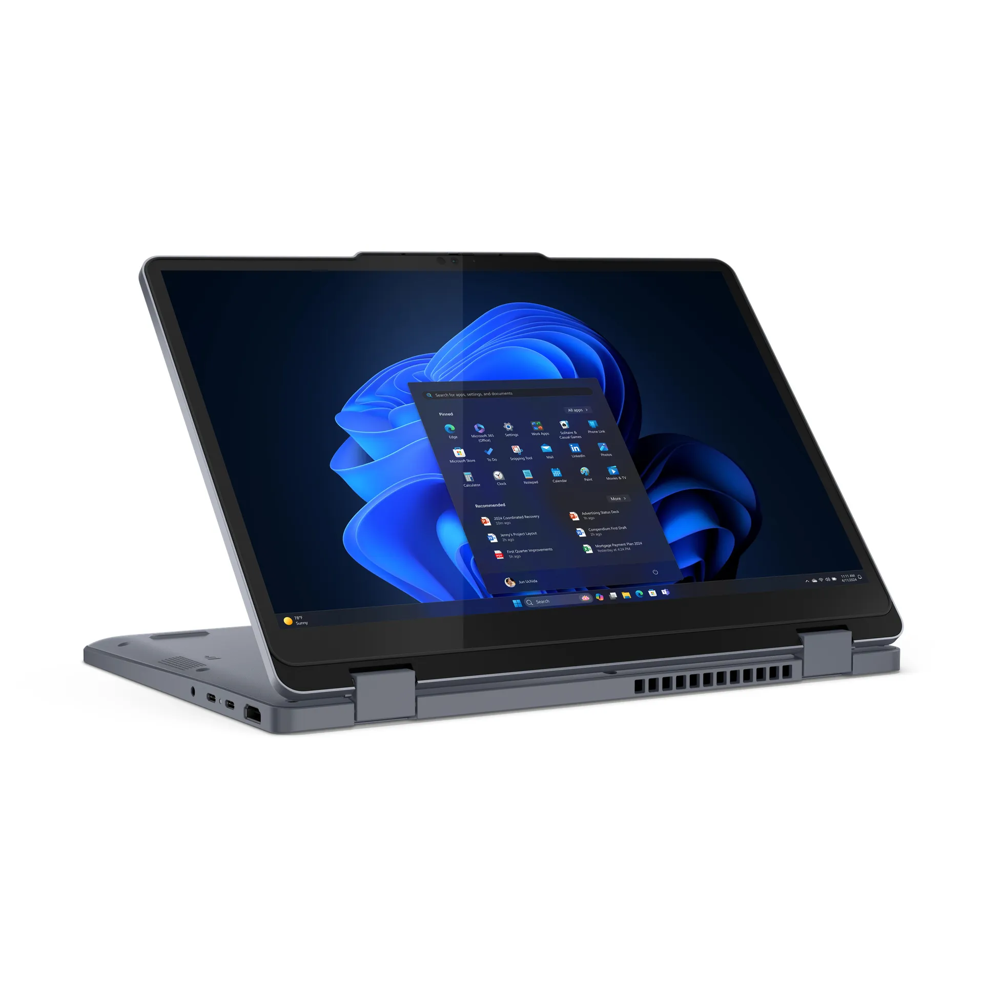 Lenovo 13w 2-in-1 Gen 3 Intel Core 5 120U Hybrid (2-in-1) 33,8 cm (13.3") Touchscreen WUXGA 16 GB DDR5-SDRAM 512 GB SSD Wi-Fi 6E (802.11ax) Windows 11 Pro Deutsch Grau – Bild 3