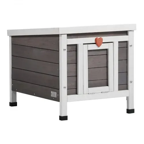 VEVOR Katzenhaus für draußen, wetterfest, Unterschlupf für Wildkatzen für mehrere Katzen, Katzen-/Kaninchenhaus aus Holz für draußen mit PVC-Türklappen und offenem Dach, 21"L x 17"B x 17"H – Bild 9