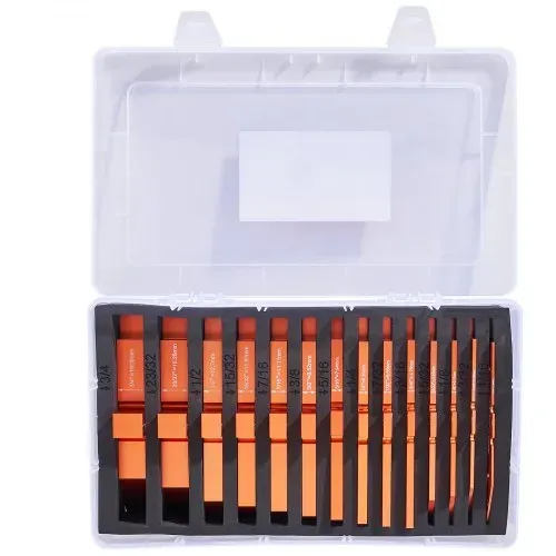 VEVOR Oberfräsen-Tisch-Einrichtungsstangen, 14 Stück, Präzisions-Aluminium-Einrichtungsblöcke, Höhenmessgeräte-Set, mit Aufbewahrungskoffer für lasergravierte Größenmarkierungen, Messtiefe und Höhenwi – Bild 10