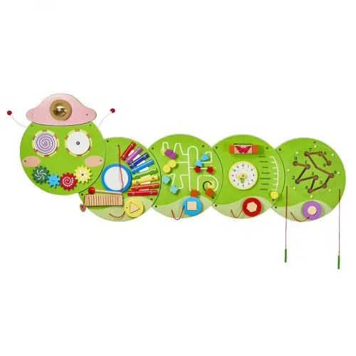 VEVOR 12-in-1 Montessori Busy Board, Montessori Motorikbrett für Bildung Frühe Entwicklung, Sensorisches Wandpaneel aus Holz für Kinder von 3-12 Jahren, Raupe-Wandspiel für Kindergarten Spielzimmer – Bild 9