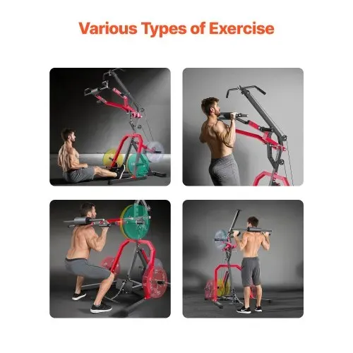 VEVOR Corner Leverage Gym Heim-Fitnessgerät mit 2:1-Verhältnis LAT Low Row System, Krafttrainingsgerät für Kniebeugen Kreuzheben Bankdrücken Bizepscurls, verstellbare Ganzkörper-Trainingsstation – Bild 5