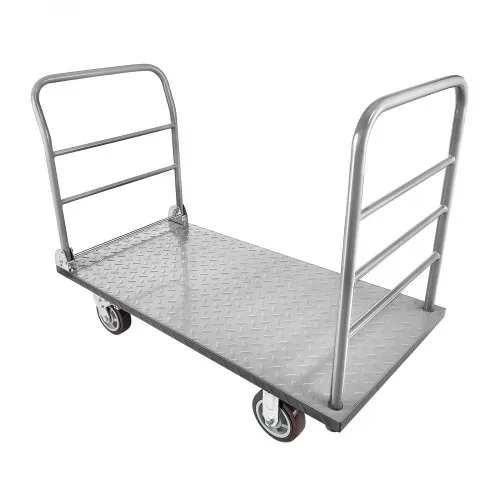 VEVOR Plattformwagen Klappbar 1202 kg, Schwerlast-Transportwagen mit abnehmbarem Geländer & Schwenkrädern, Industriewagen, für Supermärkte, Garagen & Lagerhallen, 1220x610x920 mm Rollwagen – Bild 9