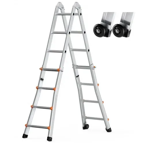 VEVOR Teleskopleiter mit A-Rahmen, 4 m Aluminium-Ausziehleiter, multifunktionale zusammenklappbare Wohnmobilleiter, Teleskopleiter für Hausaufgaben, Treppen, Innen- & Außendächer, 150 kg Tragkraft – Bild 8
