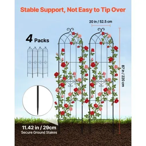 VEVOR Rankgitter, 220×52,5cm 4er-Pack, Metall Rankhilfe mit Pulverbeschichteter Oberfläche & Verriegelungsmechanismus, Kletterhilfe, Garten Spalier, Pflanzengitter für Blumen, Gemüse & Rosen VEVOR Rankgitter, 220×52,5cm 4er-Pack, Metall Rankhilfe mit Pulverbeschichteter Oberfläche & Verriegelungsmechanismus, Kletterhilfe, Garten Spalier, Pflanzengitter für Blumen, Gemüse & Rosen