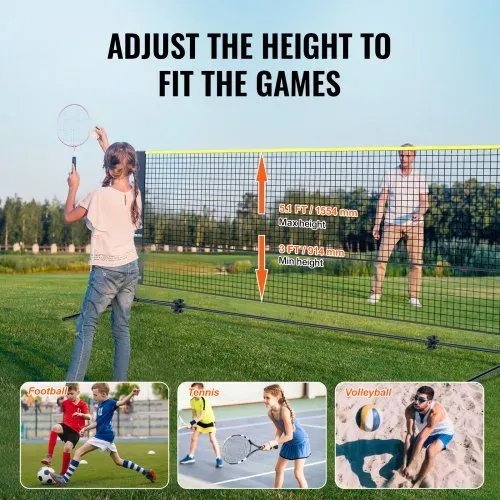 VEVOR Badmintonnetz, höhenverstellbares Volleyballnetz, 420 x 155 x 103 cm Faltbares Pickleballnetz, Tragbares Tennisnetz-Set mit Stangen, Ständer und Tragetasche, im Garten, Drinnen & Draußen – Bild 4