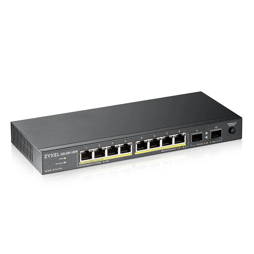 Zyxel GS1100-10HP v2 Unmanaged Gigabit Ethernet (10/100/1000) Power over Ethernet (PoE) Schwarz – Bild 2