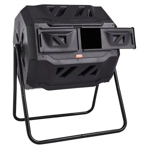 VEVOR Tumbling-Komposterbin Komposter Tumbler 162,7 L, Trommelkomposter Drehbar Doppelraum Tumbling Komposter 735 x 625 x 955 mm, 50 kg Belastbarer Garten Kompostbehälter inkl. Handschuhe – Bild 8