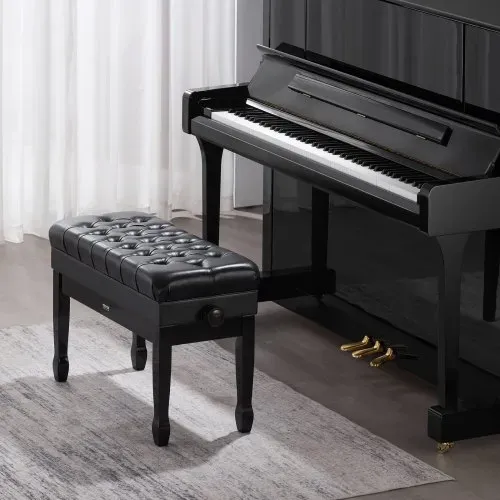 VEVOR Klavierbank, 750x360x515 mm, Duett-Keyboard-Klavierstuhl, 51 bis 59 cm einstellbare Höhe, gepolstertes Kissen, Ablagefach für Notenbücher, Pianobank aus Holz, für Schminktisch, Schlafzimmer – Bild 7