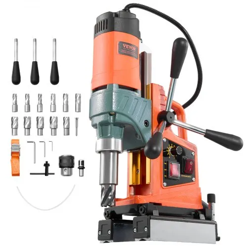 VEVOR Magnetbohrmaschine 1400 W 50 mm Bohrdurchmesser, umkehrbare Richtung, Magnetbohrer für Metalloberflächen, elektrische Kernbohrmaschine mit 11 Kernbohrern für Industrie Heimwerker Orange VEVOR Magnetbohrmaschine 1400 W 50 mm Bohrdurchmesser, umkehrbare Richtung, Magnetbohrer für Metalloberflächen, elektrische Kernbohrmaschine mit 11 Kernbohrern für Industrie Heimwerker Orange