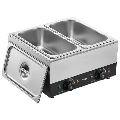 VEVOR Schokoladenschmelzmaschine 2 Abnehmbare Behälter Edelstahl 800+800 W, für Bäckereien, Restaurants, Separate Temperaturregelung je Behälter, 30–85 °C Trockenlaufschutz, Schokoladentempiermaschine – Bild 8