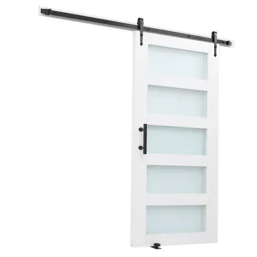 VEVOR Schiebetür im Scheunenstil Schiebetürsystem (1067 x 2134 mm) aus hochfesten MDF-Platten & Milchglas, Scheunentor mit Hardware-Kit & wasserfester PVC-Oberfläche & H-Rahmen für Badezimmer – Bild 10