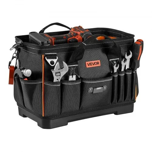 VEVOR Werkzeugtasche 41x23x25cm, Aufbewahrungstasche mit 14 Innen- & 19 Außenfächern, Wasserfester Werkzeug-Organizer aus Polyester mit Schultergurt & Reißverschluss, Werkzeugbeutel für Handwerker – Bild 10