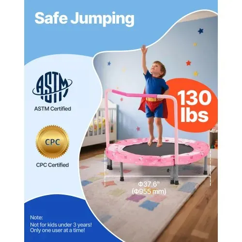 VEVOR Kindertrampolin Outdoor-Trampolin 91,44 cm faltbares Trampolin mit Griff, Rebounder-Trampolin Gartentrampolin für Kleinkinder, Geburtstagsgeschenk für Kinder ab 3 Jahren 100 kg belastbar Rot VEVOR Kindertrampolin Outdoor-Trampolin 91,44 cm faltbares Trampolin mit Griff, Rebounder-Trampolin Gartentrampolin für Kleinkinder, Geburtstagsgeschenk für Kinder ab 3 Jahren 100 kg belastbar Rot