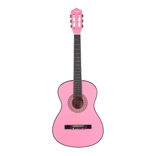 VEVOR Konzertgitarre, 960 mm, Holz-Klassikgitarren-Starter-Set für Anfänger, mit Nylonsaiten, Gigbag, Gurt, Stimmgerät, zusätzlichen Saiten, Plektren, Kapodaster, Linde, für Einsteiger, Pink – Bild 8