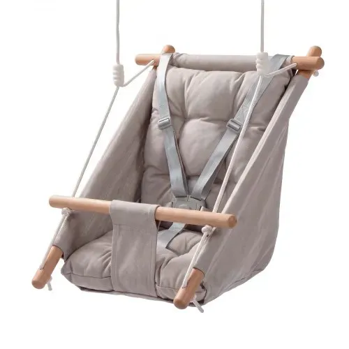 VEVOR 3-in-1 Babyschaukel Kinderschaukel 30kg Hängeschaukel aus Canvas Grau, für Indoor & Outdoor Geeignet, 5-Punkt-Gurt & Baumgurte, Hängesitz aus Holz mit Integriertem Kissen für Kleinkinder bis 3 Jahre – Bild 10