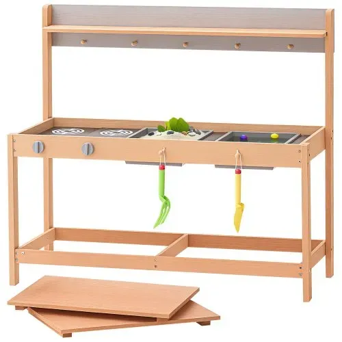 VEVOR Matschküche 1000x360x885 mm, Kinderküche, Holzspielzeug-Spielküchenset mit Zubehör, Outdoor-Spielset, Rollenspiel-Outdoor-Küche für Jungen und Mädchen, Kleinkinder-Spielküche mit Herd und Spüle – Bild 10