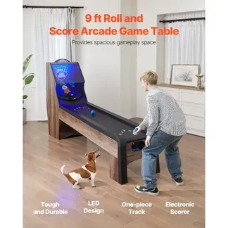 VEVOR 9 Fuß Roll und Score klassischer Arcade-Spieltisch, Indoor-Spielset mit elektronischer LED-Punkteanzeige, automatischer Ballrückgabe für Hausparty 4 Bälle enthalten VEVOR 9 Fuß Roll und Score klassischer Arcade-Spieltisch, Indoor-Spielset mit elektronischer LED-Punkteanzeige, automatischer Ballrückgabe für Hausparty 4 Bälle enthalten