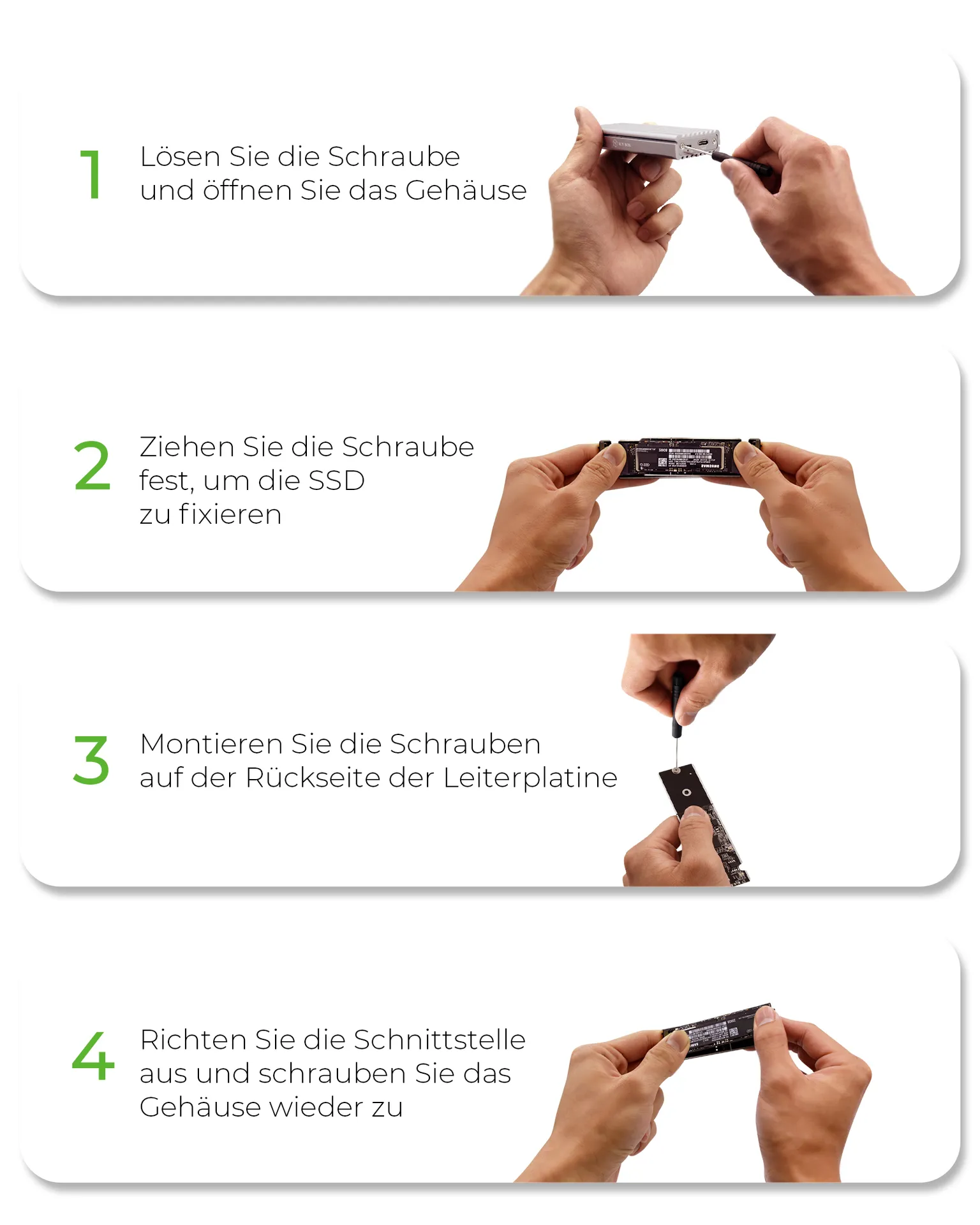 ICY BOX IB-1817Ma-C31, Type-C® USB 3.2 Gen 2 zu PCIe NVMe M.2 2230/2242/2260/2280 SSD Gehäuse mit Schreibschutz – Bild 4