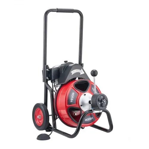 VEVOR Rohrreinigungsmaschine 22 m x 13 mm, Rohrreinigungsgerät mit Automatischem Vorschub, 4 Schneidwerkzeugen & Pneumatischem Fußschalter, Rohrreiniger für Rohrdurchmesser von 50 bis 150 mm – Bild 9