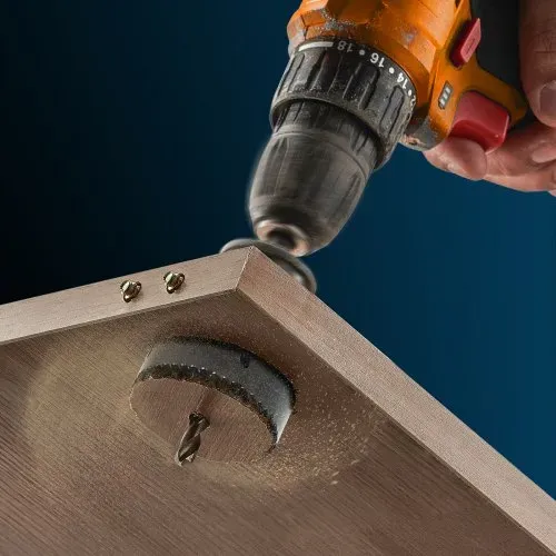 VEVOR Lochsäge Set Bimetall, 18-tlg. Lochblätter, 6 Lochbohrer Schnitttiefe 38 mm, Bimetall Lochsägensatz Bohrmaschine Zubehör, Profi Lochsägen zum Bohren von Holz, Eisen, Kunststoff und PVC usw. – Bild 7