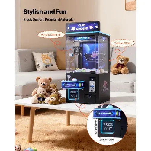 VEVOR Greifautomat, Spielautomat, mittelgroßer Arcade-Spielautomat mit Licht & Ton, verstellbaren Stahlkrallen, Gewinnautomat, Greifer, Verkaufsspielzeug, für kommerzielles Heimkino, Schwarz-Lila – Bild 4
