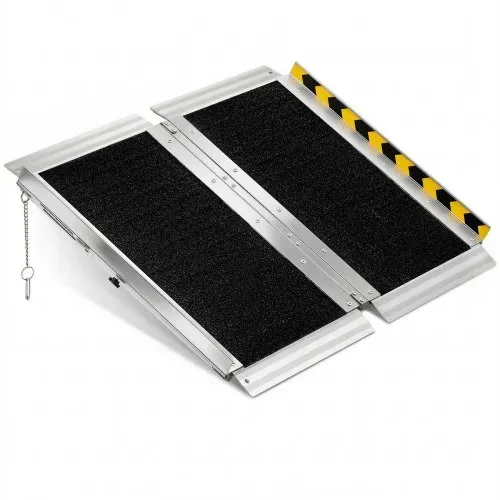 VEVOR Rollstuhlrampe Faltbar 610x745mm, 362,9kg Belastbare Schwellenrampe mit Rutschfester Oberfläche, Tragbare Alu-Auffahrschiene, Auffahrrampe für Rollstuhl Scooter Türschwelle Bordsteine Treppen – Bild 8