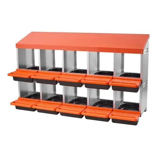 VEVOR Legenest 10 Fächer, Abrollnest aus Metall mit schützenden Auffangdeckeln, ausrollbare Legebox, Hühnernest, ideal für Hühner, Enten, Hähnchen & anderes Geflügel, 1320x525x790 mm – Bild 8