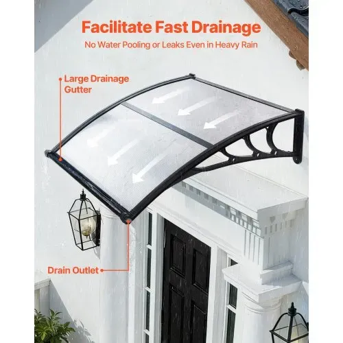 VEVOR Vordach für Haustür 965×1017 mm, Pultbogenvordach, Pultvordach mit Entwässerung & ABS-Halterung, Regen-, Schnee- & Sonnenschutz, Polycarbonat-Türüberdachung für Veranda & Terrasse, Braun VEVOR Vordach für Haustür 965×1017 mm, Pultbogenvordach, Pultvordach mit Entwässerung & ABS-Halterung, Regen-, Schnee- & Sonnenschutz, Polycarbonat-Türüberdachung für Veranda & Terrasse, Braun