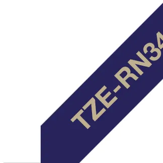 Brother TZE-RN34 Etiketten erstellendes Band Gold auf Marineblau Brother TZE-RN34 Etiketten erstellendes Band Gold auf Marineblau