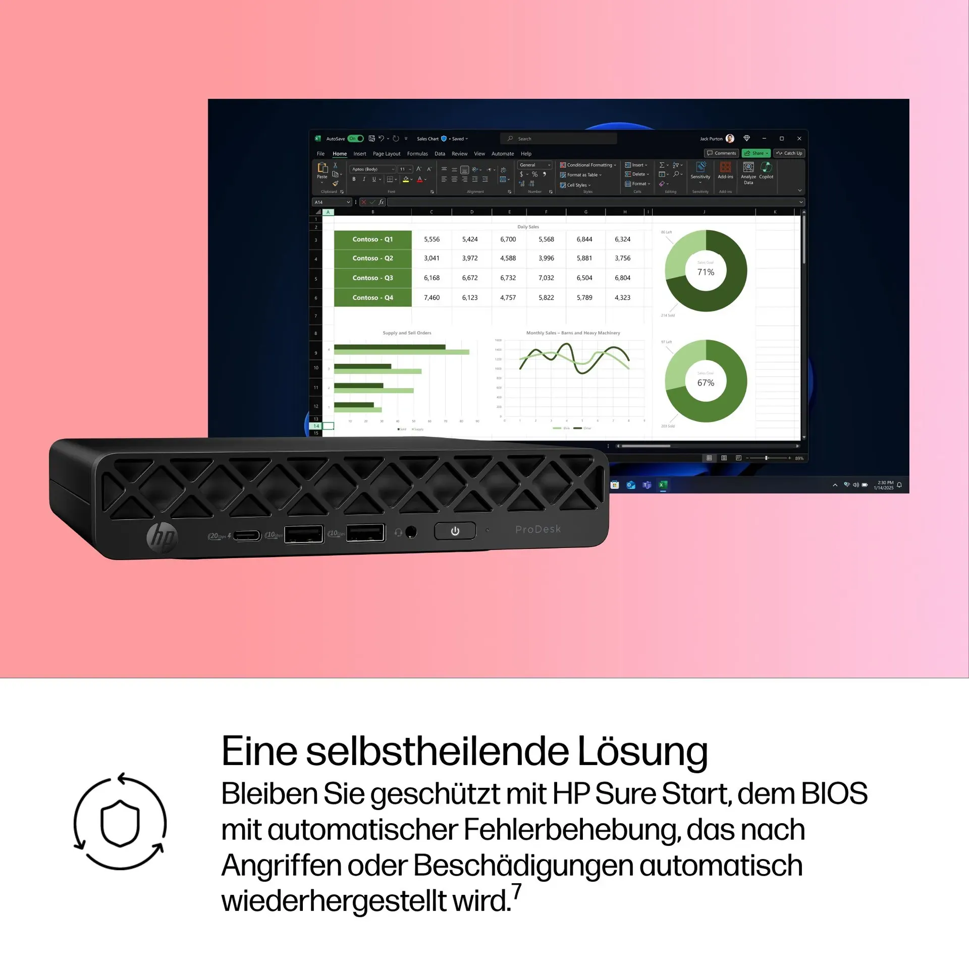 HP ProDesk 4 Mini G1i Desktop AI PC Intel Core Ultra 7 265T 24 GB DDR5-SDRAM 512 GB SSD Windows 11 Pro Mini PC Mini-PC Schwarz – Bild 6