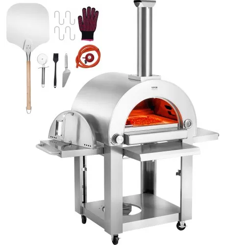 VEVOR Dual-Fuel-Pizzaofen für den Außenbereich, tragbarer 558mm Pizzaofen, pellet- und gasbetriebener Outdoor-Pizzaofen mit verdicktem Cordierit-Pizzastein, Rollbarer Pizzofen für Camping und Garten VEVOR Dual-Fuel-Pizzaofen für den Außenbereich, tragbarer 558mm Pizzaofen, pellet- und gasbetriebener Outdoor-Pizzaofen mit verdicktem Cordierit-Pizzastein, Rollbarer Pizzofen für Camping und Garten