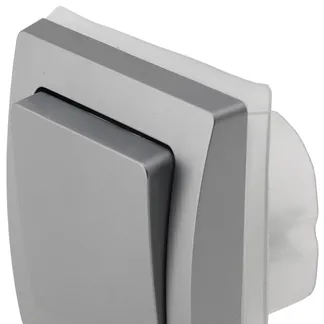 DELPHI Wechsel-Schalter IP44 250V~/ 10A, inkl. Rahmen, UP, silber DELPHI Wechsel-Schalter IP44 250V~/ 10A, inkl. Rahmen, UP, silber