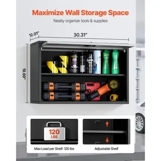 VEVOR Hängeschrank Werkstatt, 770x305x500 mm, Werkzeugschrank mit hochklappbarer Tür & Regal, 108,86 kg Tragkraft, Wandhängeschrank, geeignet für Garage, Keller, Küche, Lager, Montage erforderlich VEVOR Hängeschrank Werkstatt, 770x305x500 mm, Werkzeugschrank mit hochklappbarer Tür & Regal, 108,86 kg Tragkraft, Wandhängeschrank, geeignet für Garage, Keller, Küche, Lager, Montage erforderlich
