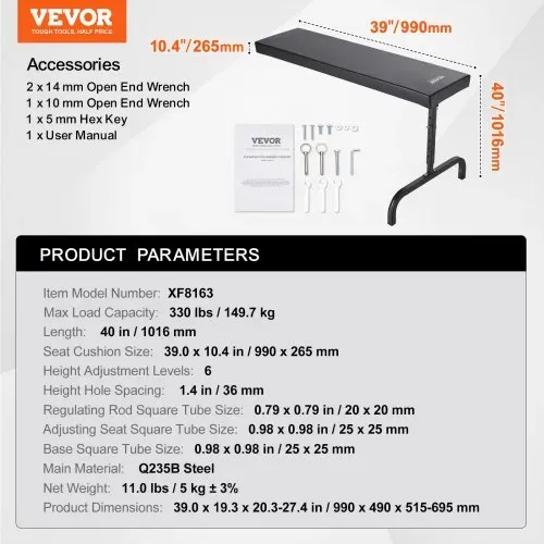 VEVOR Rollbrett Garagenrollbrett, 1016 mm, 150 kg Tragkraft, rollbares Rollbrett für Mechaniker und Garage, 515-695 mm höhenverstellbar, liegend oder aufrecht im Auto oder Lkw, für die Werkstatt – Bild 6