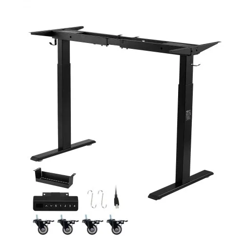 VEVOR Höhenverstellbarer Schreibtisch Gestell, Elektrisches Tischgestell bis 125kg, 2 Stufige Tischbeine mit 2 Motoren Speicherfunktion Höhenanzeige Kollisionschutz USB, Tischständer für Büro, Schwarz VEVOR Höhenverstellbarer Schreibtisch Gestell, Elektrisches Tischgestell bis 125kg, 2 Stufige Tischbeine mit 2 Motoren Speicherfunktion Höhenanzeige Kollisionschutz USB, Tischständer für Büro, Schwarz