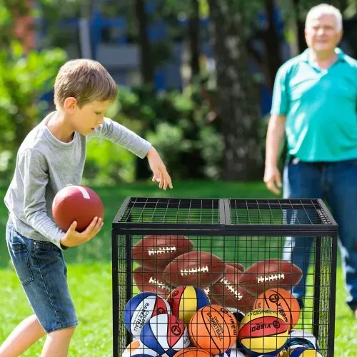 VEVOR Ballwagen Rollwagen 850 x 675 x 825 mm Sportbällen, Abschließbarer Basketballkäfig Ballkäfig, Sportausrüstung für den Innen- und Außenbereich, Rollbar Aufbewahrungswagen aus Stahl für Garagen – Bild 7