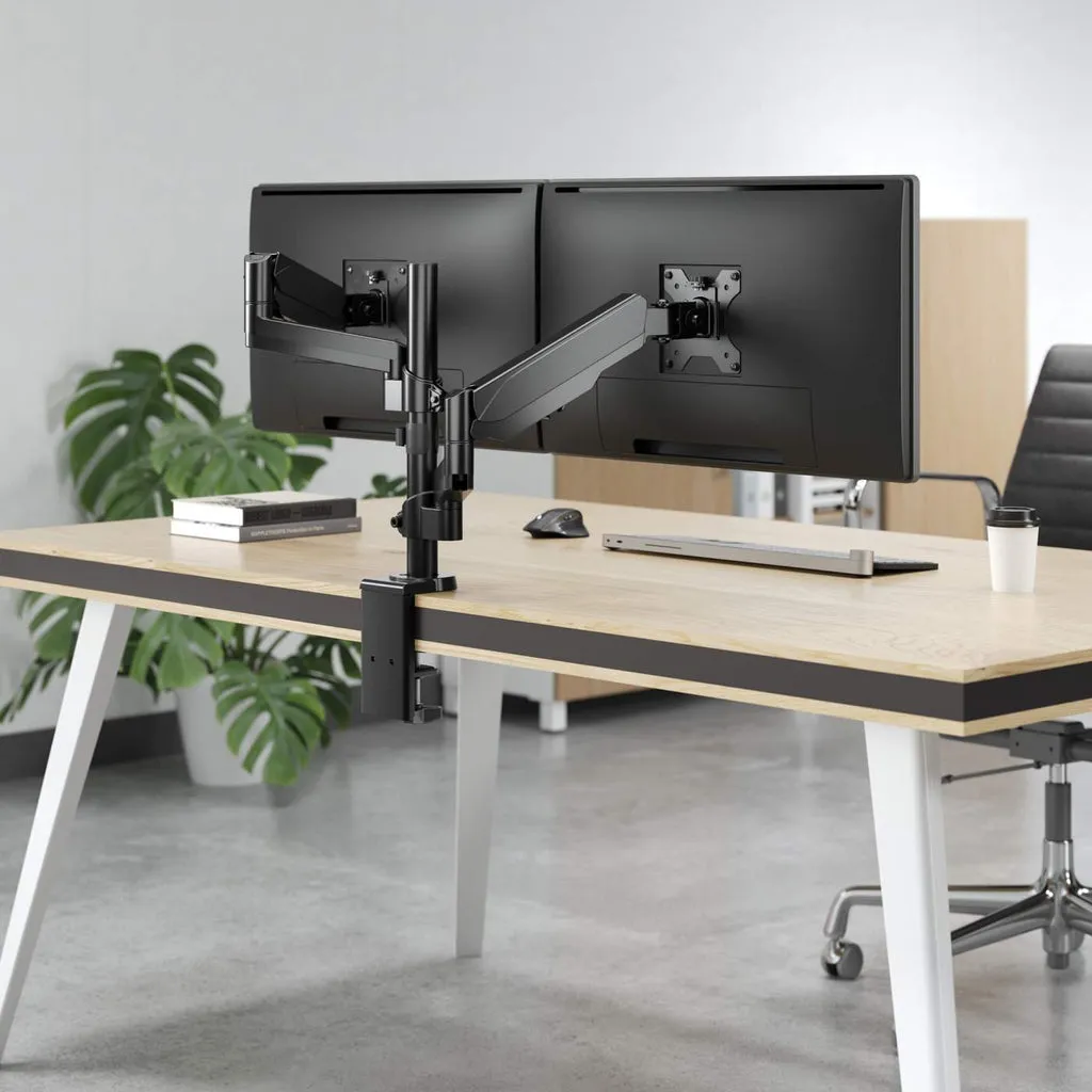 Manhattan Universal-Tischhalterung mit Gasdruckfeder für zwei Monitore, Zwei Halterungsarme mit Gasdruckfeder, Kugelgelenk und Verlängerungsarm, geeignet für zwei Monitore von 17" bis 32"* und bis zu 8 kg pro Arm – Bild 7