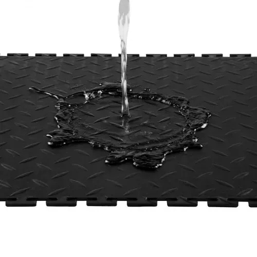 VEVOR PVC Garagenboden, 8er-Pack 513x513x5 mm, Werkstattboden, Industrieboden, Klick Verlegung, rutschfeste PVC-Matten mit Diamantplatte für Werkstatt, Lager, Werkzeugraum, Schwarz – Bild 10